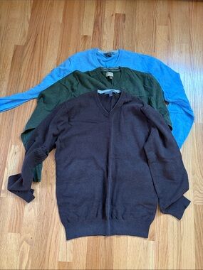 Old Navy Men's V-Neck Sweater Trio - Brown, Green, Blue